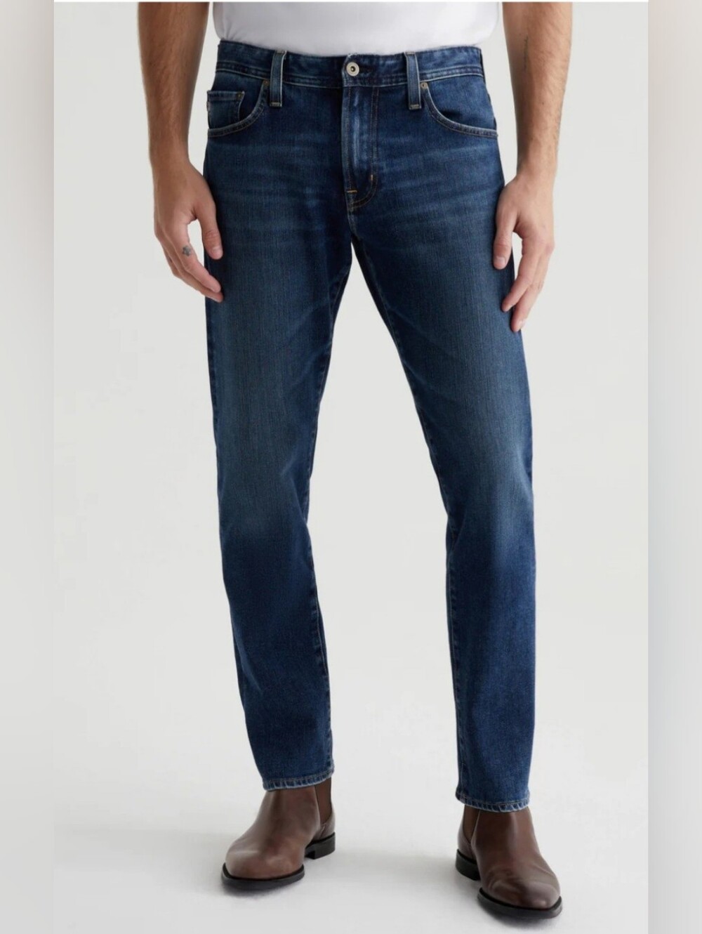 Ag Adriano Goldschmied Deep Indigo Slim Straight Jeans